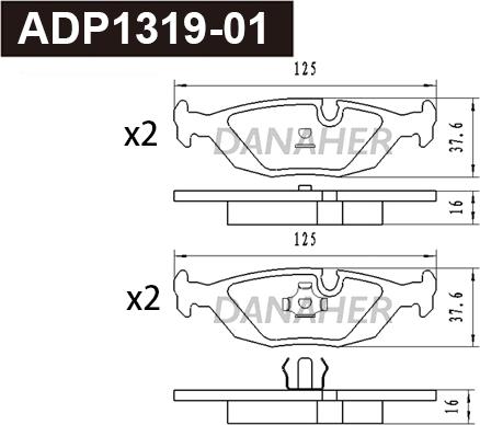 Danaher ADP1319-01 - Гальмівні колодки, дискові гальма autocars.com.ua