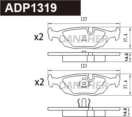 Danaher ADP1319 - Гальмівні колодки, дискові гальма autocars.com.ua