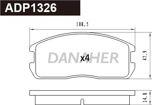 Danaher ADP1326 - Тормозные колодки, дисковые, комплект autodnr.net