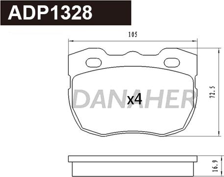 Danaher ADP1328 - Гальмівні колодки, дискові гальма autocars.com.ua