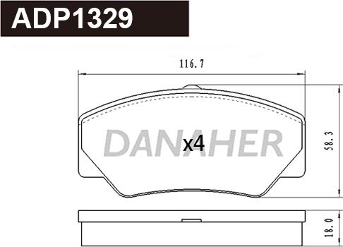 Danaher ADP1329 - Гальмівні колодки, дискові гальма autocars.com.ua