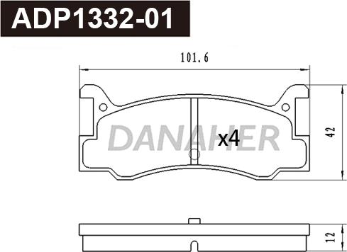 Danaher ADP1332-01 - Тормозные колодки, дисковые, комплект autodnr.net