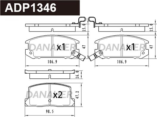 Danaher ADP1346 - Гальмівні колодки, дискові гальма autocars.com.ua