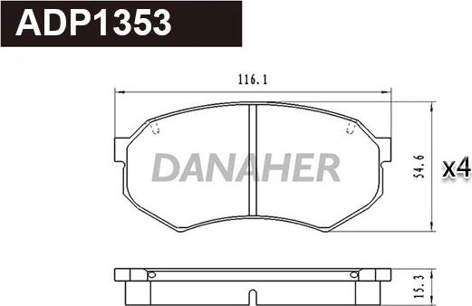 Danaher ADP1353 - Гальмівні колодки, дискові гальма autocars.com.ua