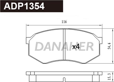 Danaher ADP1354 - Гальмівні колодки, дискові гальма autocars.com.ua