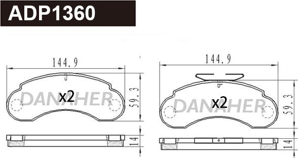 Danaher ADP1360 - Гальмівні колодки, дискові гальма autocars.com.ua