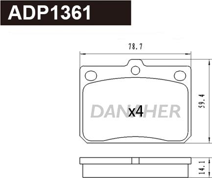 Danaher ADP1361 - Гальмівні колодки, дискові гальма autocars.com.ua