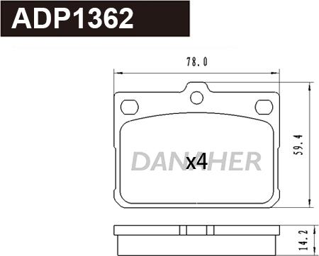 Danaher ADP1362 - Гальмівні колодки, дискові гальма autocars.com.ua