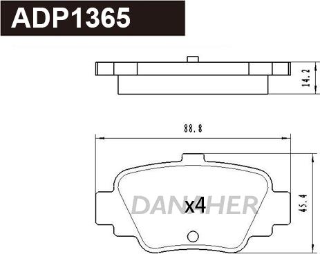 Danaher ADP1365 - Гальмівні колодки, дискові гальма autocars.com.ua