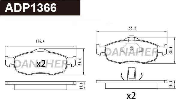 Danaher ADP1366 - Гальмівні колодки, дискові гальма autocars.com.ua