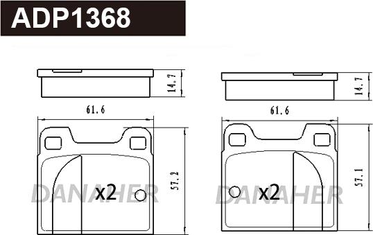 Danaher ADP1368 - Гальмівні колодки, дискові гальма autocars.com.ua