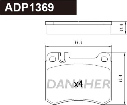 Danaher ADP1369 - Тормозные колодки, дисковые, комплект autodnr.net