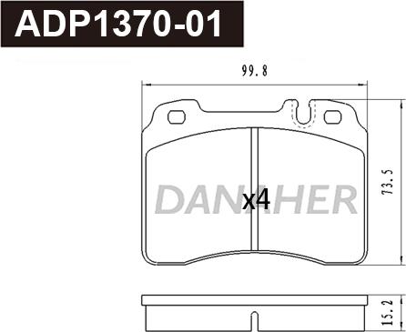 Danaher ADP1370-01 - Гальмівні колодки, дискові гальма autocars.com.ua