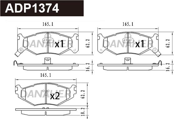 Danaher ADP1374 - Гальмівні колодки, дискові гальма autocars.com.ua