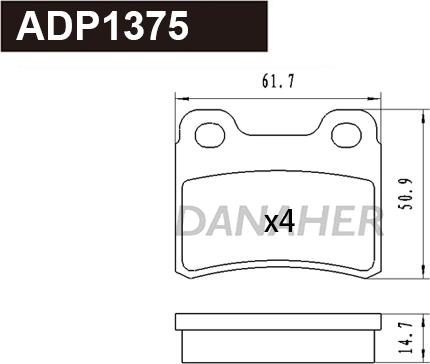 Danaher ADP1375 - Гальмівні колодки, дискові гальма autocars.com.ua