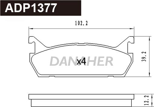 Danaher ADP1377 - Гальмівні колодки, дискові гальма autocars.com.ua