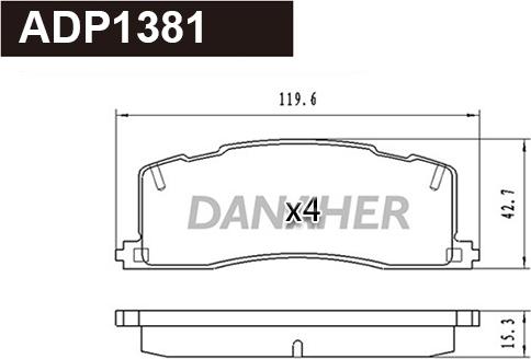 Danaher ADP1381 - Гальмівні колодки, дискові гальма autocars.com.ua