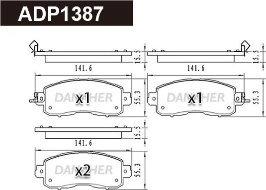 Danaher ADP1387 - Тормозные колодки, дисковые, комплект autodnr.net