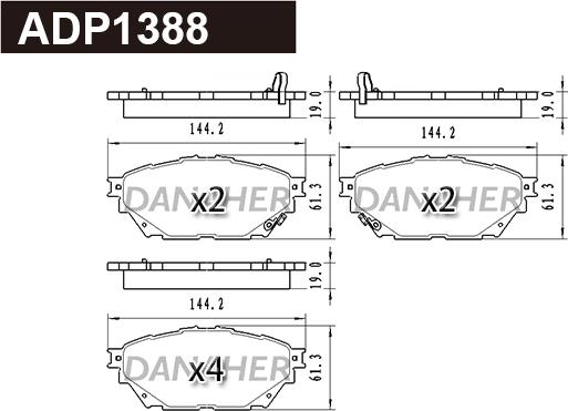 Danaher ADP1388 - Гальмівні колодки, дискові гальма autocars.com.ua