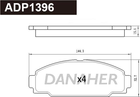 Danaher ADP1396 - Гальмівні колодки, дискові гальма autocars.com.ua