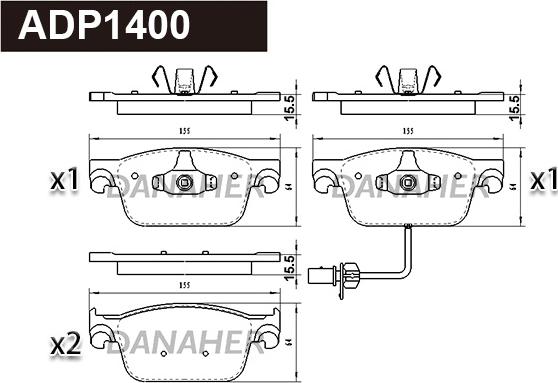 Danaher ADP1400 - Гальмівні колодки, дискові гальма autocars.com.ua