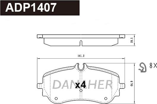 Danaher ADP1407 - Гальмівні колодки, дискові гальма autocars.com.ua