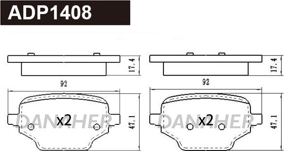 Danaher ADP1408 - Гальмівні колодки, дискові гальма autocars.com.ua