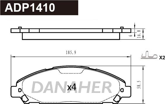 Danaher ADP1410 - Тормозные колодки, дисковые, комплект autodnr.net