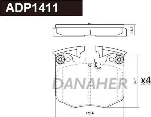 Danaher ADP1411 - Гальмівні колодки, дискові гальма autocars.com.ua