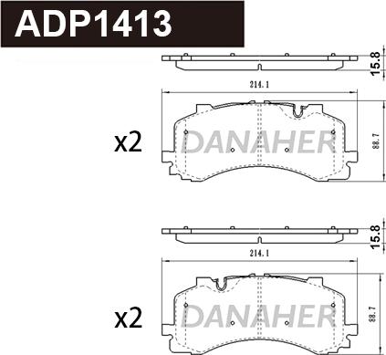 Danaher ADP1413 - Гальмівні колодки, дискові гальма autocars.com.ua