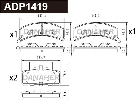 Danaher ADP1419 - Гальмівні колодки, дискові гальма autocars.com.ua