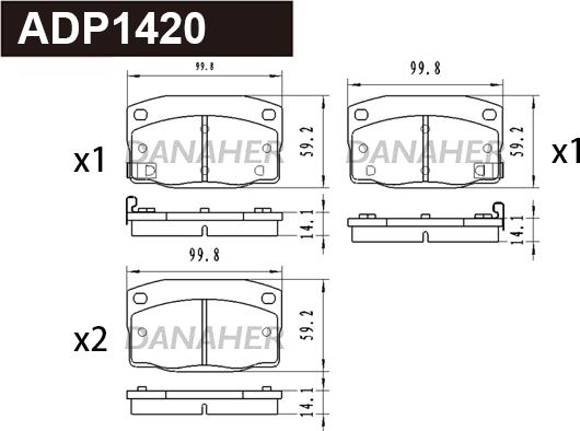 Danaher ADP1420 - Гальмівні колодки, дискові гальма autocars.com.ua