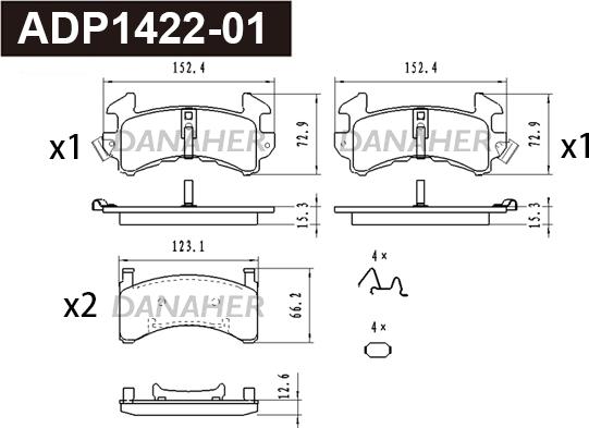 Danaher ADP1422-01 - Гальмівні колодки, дискові гальма autocars.com.ua