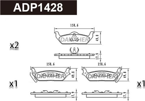 Danaher ADP1428 - Гальмівні колодки, дискові гальма autocars.com.ua