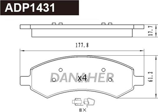 Danaher ADP1431 - Гальмівні колодки, дискові гальма autocars.com.ua