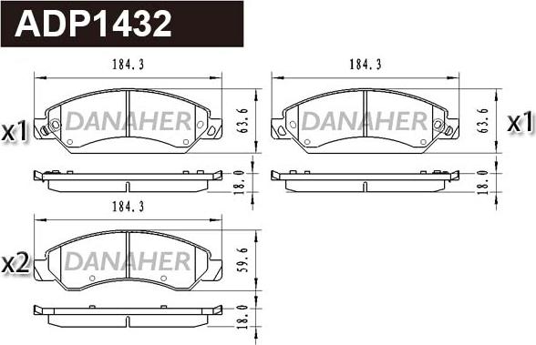 Danaher ADP1432 - Гальмівні колодки, дискові гальма autocars.com.ua