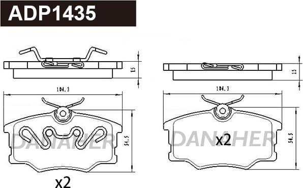 Danaher ADP1435 - Гальмівні колодки, дискові гальма autocars.com.ua