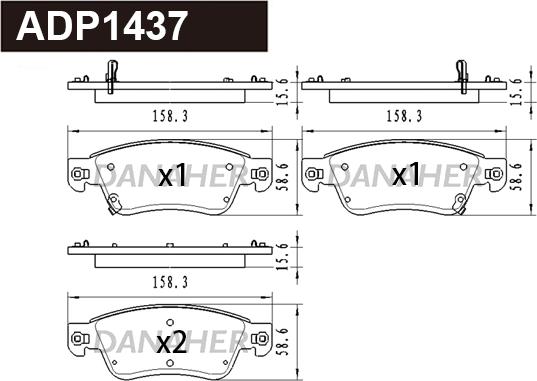 Danaher ADP1437 - Тормозные колодки, дисковые, комплект autodnr.net