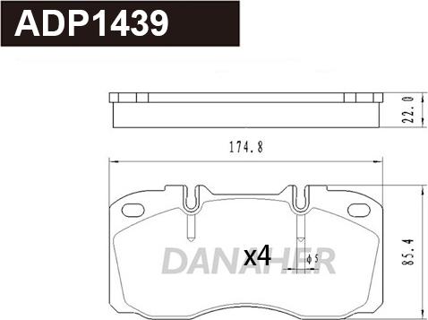 Danaher ADP1439 - Гальмівні колодки, дискові гальма autocars.com.ua