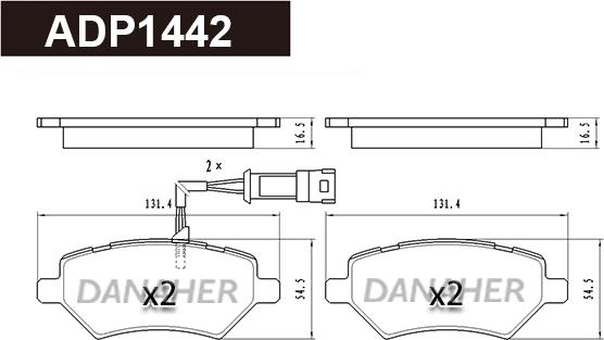 Danaher ADP1442 - Тормозные колодки, дисковые, комплект autodnr.net