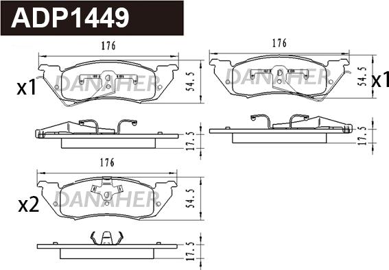 Danaher ADP1449 - Гальмівні колодки, дискові гальма autocars.com.ua