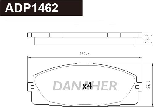 Danaher ADP1462 - Гальмівні колодки, дискові гальма autocars.com.ua