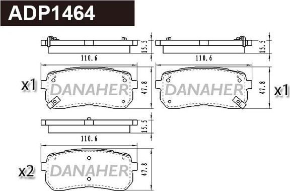 Danaher ADP1464 - Гальмівні колодки, дискові гальма autocars.com.ua