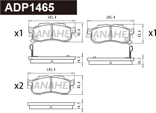 Danaher ADP1465 - Гальмівні колодки, дискові гальма autocars.com.ua