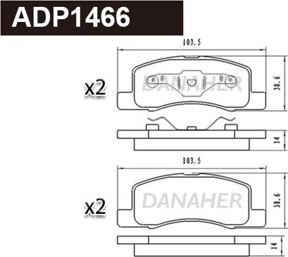 Danaher ADP1466 - Гальмівні колодки, дискові гальма autocars.com.ua