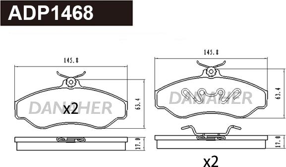 Danaher ADP1468 - Гальмівні колодки, дискові гальма autocars.com.ua