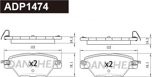 Danaher ADP1474 - Тормозные колодки, дисковые, комплект autodnr.net