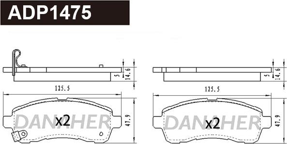 Danaher ADP1475 - Гальмівні колодки, дискові гальма autocars.com.ua