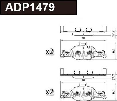 Danaher ADP1479 - Гальмівні колодки, дискові гальма autocars.com.ua