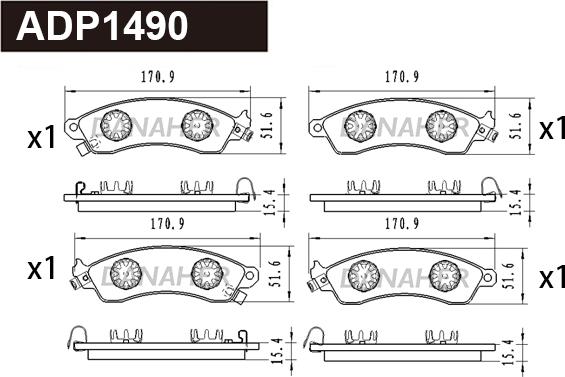 Danaher ADP1490 - Тормозные колодки, дисковые, комплект autodnr.net